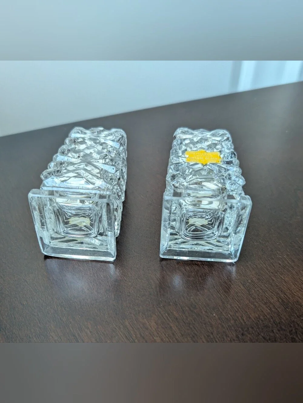 Vintage Superior Crystal Cut Mid Century Clear Glass Salt and Pepper Set 4 Inch